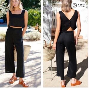 NWOT Emerson Fry Roma Wide leg Classic linen blend pant. Retail $238